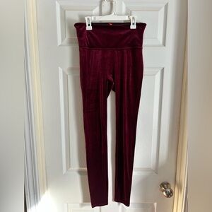 SPANX Women’s Velvet Burgundy Leggings size Medium